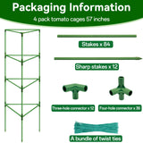 Halatool 57" Tall Tomato Cages, 4 Pack Heavy Duty Plant Support for Garden