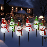 Solar Christmas Pathway Lights Outdoor Decor, Set of 6 Led Snowman Stake Lights, Waterproof Walkway Landscape Light for Winter Yard, Garden, Solar Christmas Decorations