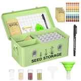 CZMIYRPY 60 Slots Seed Organizer Seed Storage Seed Box 3 Compartments Seeds Organizer Storage Box Metal Garden Seeds Packet Container with Lid and Safety Locks for Flower Plants Garden