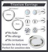 MJust G23 Titanium Earrings Set – Hypoallergenic Flat Back Studs & Hoops