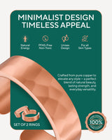 TheraCopper Pure Copper Rings for Women & Men, 2-Pack (6mm Hammered)