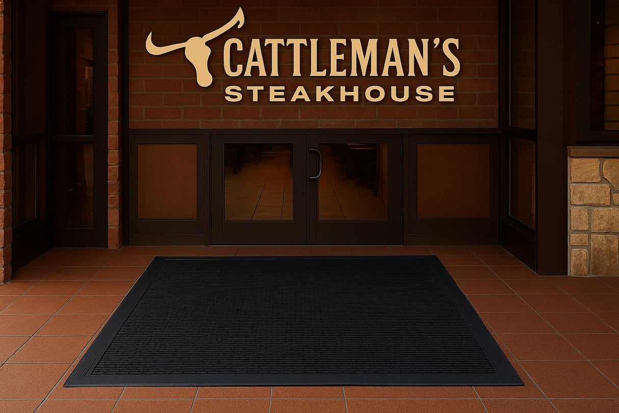 Guardian 14040600 Clean Step Scraper Outdoor Floor Mat, Natural Rubber, 4'x 6', Black, Ideal for Any Outside entryway, Scrapes Shoes Clean of Dirt and Grime