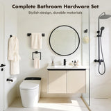 5-Pieces Matte Black Bathroom Hardware Accessories Set, SUS304 Stainless Steel Bath Towel Bar Set, Towel Racks for Bathroom Wall Mounted.