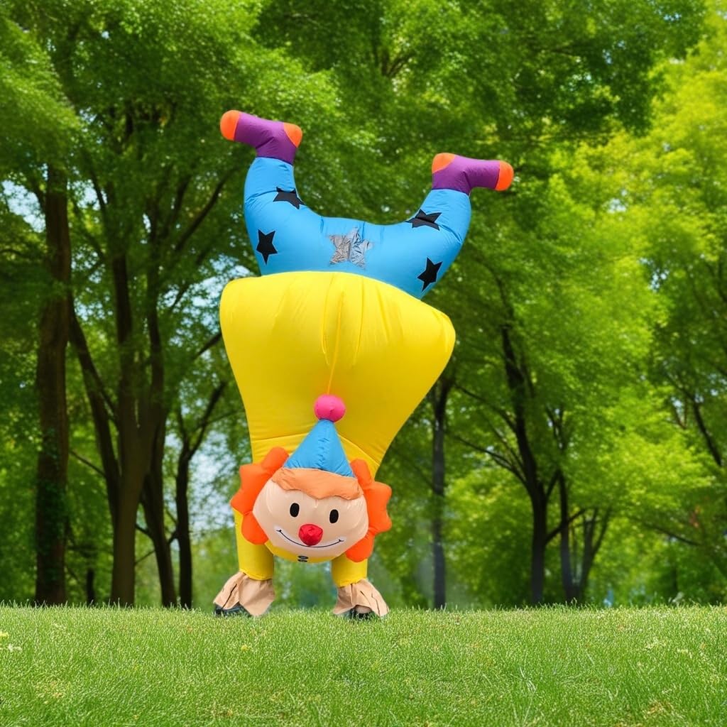 ZISUEX Clown Inflatable Costume Clown Blow Up Suit Party Game Halloween Yellow Clown Costume Cosplay Fancy Party Costume Christmas Xmas Jumpsuit