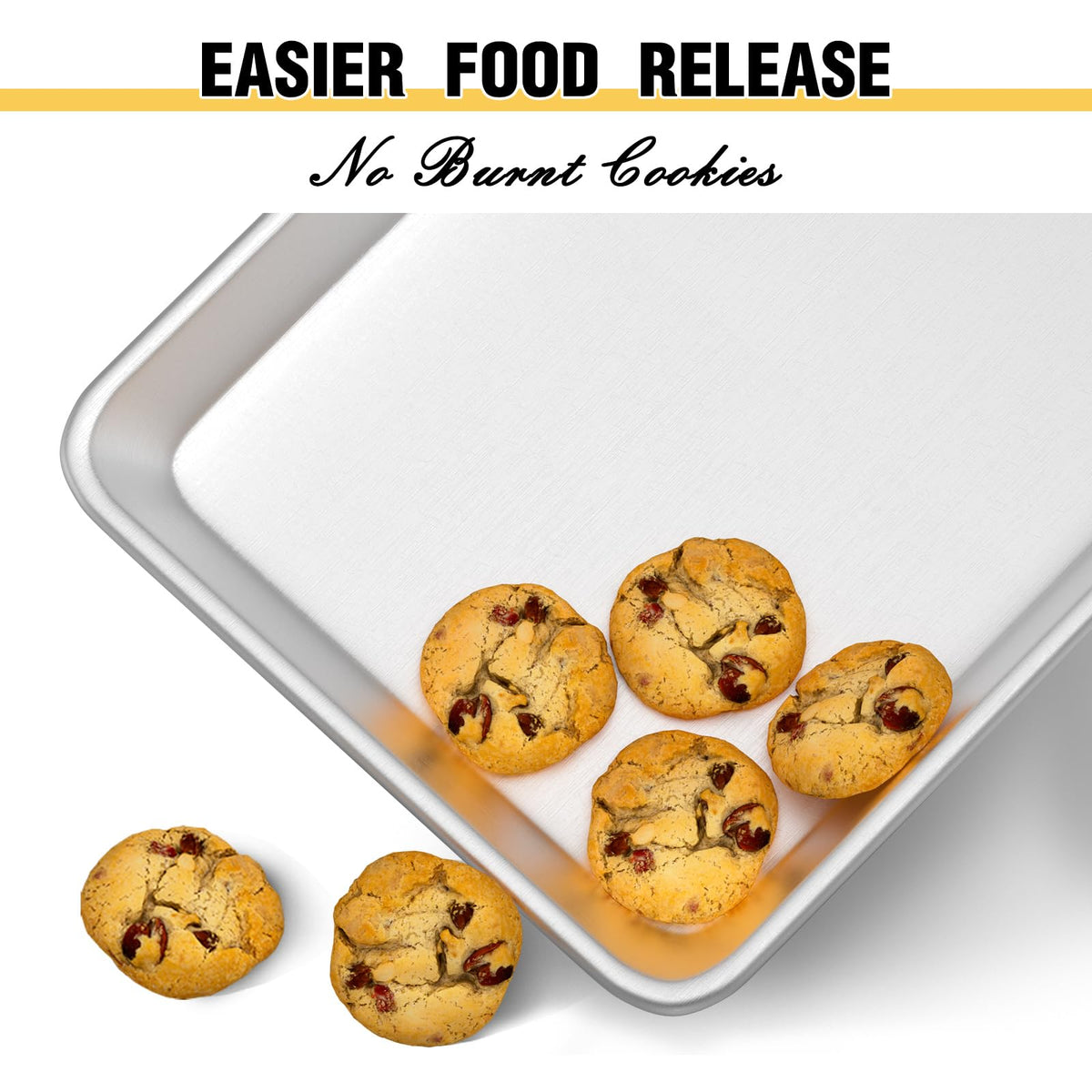 Commercial Quality Baking Sheet Pan Set, Natural Aluminum Cookie Sheet, Umite Chef Warp Resistant Baker's Half Sheet Pan, Large Thick Cookie Tray Pans for Baking, Roasting(2 Pack, 18X13In)