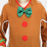 yolsun Children Gingerbread Man Costume Christmas Outfit Funny Cosplay Hooded Clothes(8-9 Years,Brown)