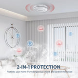HATHEPHS Combination Smoke and Carbon Monoxide Detector Alarm, 10-Year Battery Dual Sensor Fire & CO Alarm with Large Test/Silence Button, Adhesive & Screws Included, 3-Pack