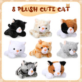 Sumind 8 Pcs Cat Stuffed Animals Bulk Plush Pets 5 Inch Cute Assorted Plush Cats Horse for Birthday Halloween Christmas Party Favors Favors(Lying Cat)