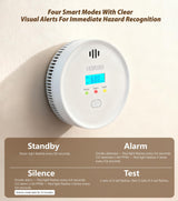 Smoke and Carbon Monoxide Detector with Digital Display, 10-Year Lifespan with Replaceable Lithium Battery, Photoelectric Fire Alarm and Electrochemical CO Alarm with Test/Silence Button, 2 Pack