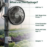 Tonree Grow Tent Fan, 5.5" Greenhouse Clip Fan with Brushless Motor and Non-Slip Clamp, Strong Airflow and Low Noise, 360° Tilt, Easy Mount for Plant Hydroponics Circulation Cooling Ventilation Shed