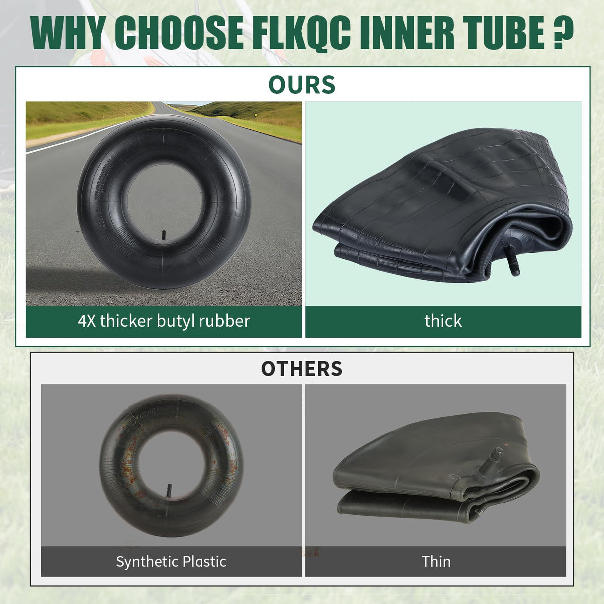 FLKQC 2Pcs 18X8.50/9.50-8 Inner Tubes with TR-13 Valve Stem