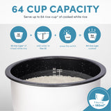 AROMA Commercial Rice Cooker for Restaurant (64 Cups Cooked) and Automatic Commercial Rice Warmer with Bonded Granite® Pot