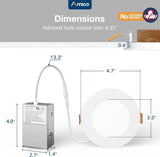 Amico 4 Pack 4 Inch 5CCT Ultra-Thin LED Recessed Ceiling Light with Junction Box, 2700K/3000K/3500K/4000K/5000K Selectable, 10W Eqv 60W 800LM Brightness Dimmable Canless Wafer Downlight, ETL & FCC