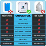 CoolerPak 15lb Refillable Reusable Ice Pack - Stainless Snaps - Cold for Days - Non-Toxic, Leakproof, Suitable for Potable Drinking Water & Cold Plunge - Built Tough, Roll Up for Easy Storage