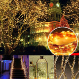 Joomer Solar Fairy Lights, 4-Pack Total 104FT 320LED Solar String Lights Outdoor Waterproof 8 Lighting Modes for Patio Fence Party Garden Yard Home Holiday Tree Outdoor Decoration (Warm White)