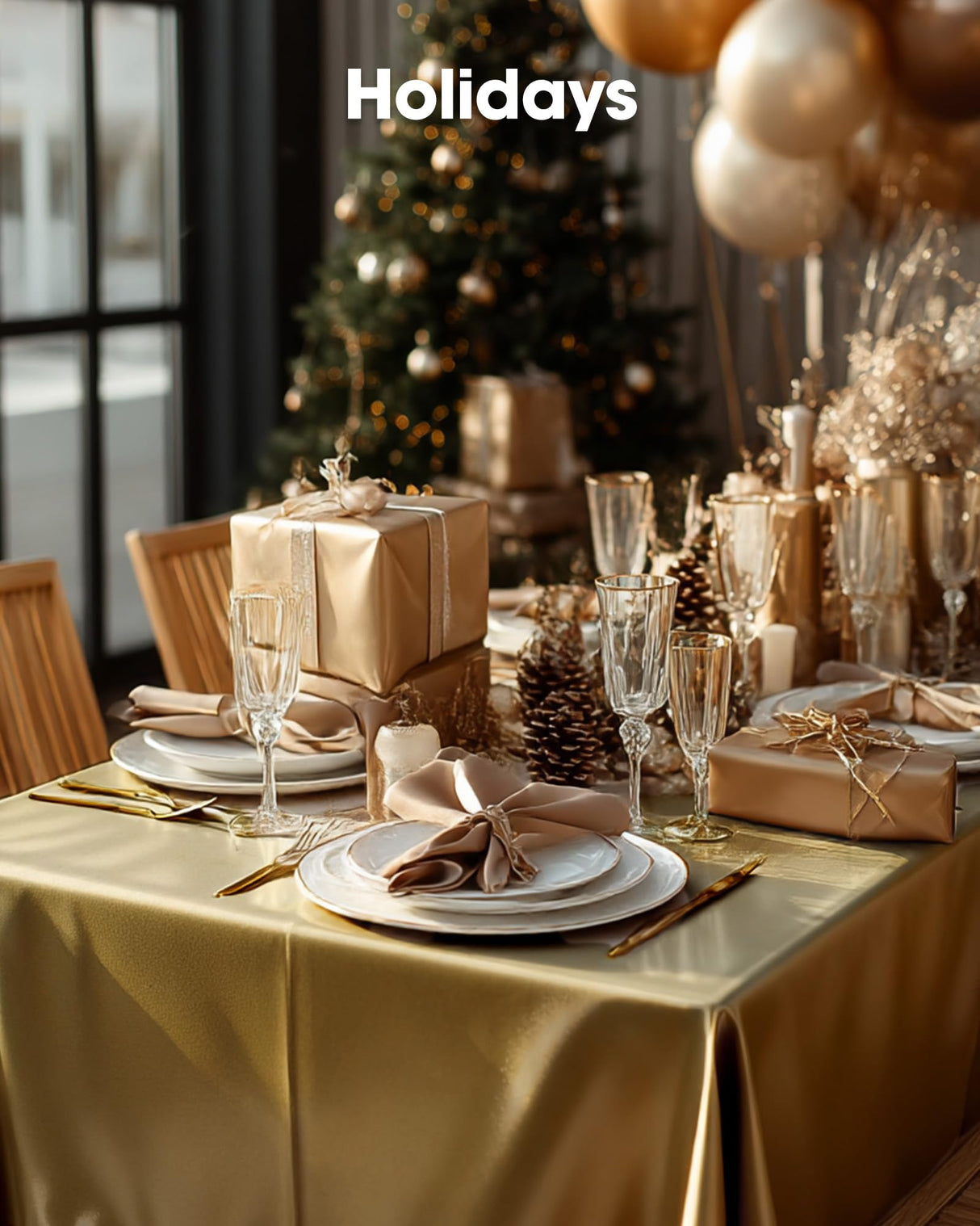 Pureegg Plastic Table Cloth Disposable 10 Pack, 54 x 108 Inch Table Cloths, Graduation Decorations, Thanksgiving, Christmas Tablecloths, Rectangle, Plastic Cover, Leakproof & Sturdy, Gold