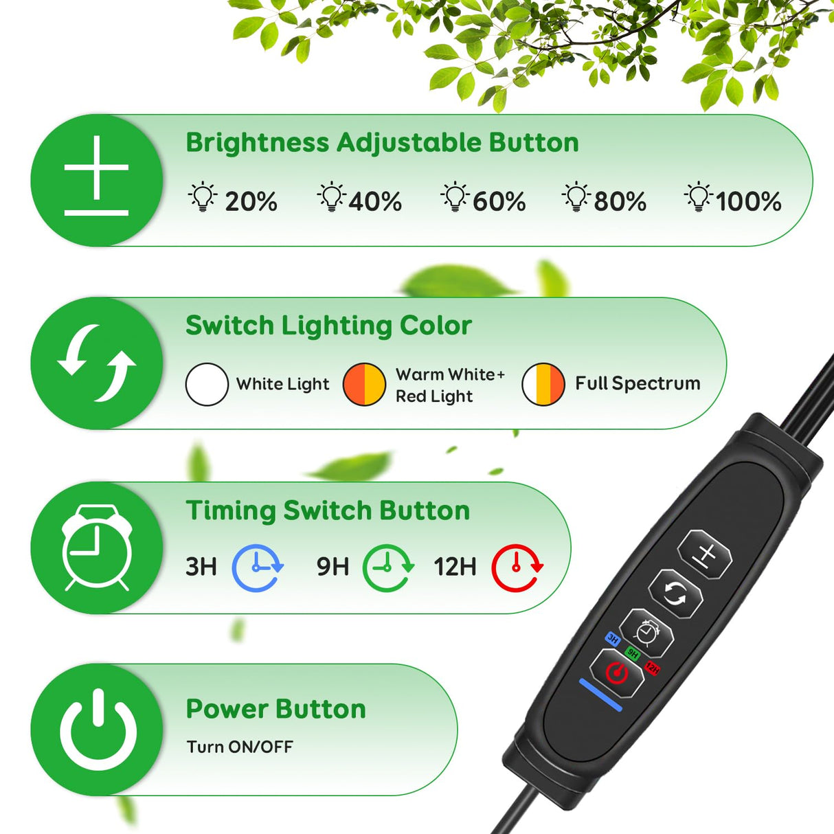 LPMZMBL LED Grow Lights for Indoor Plants, 3Heads Grow Lights for Seed Starting, 10 Dimmable Levels & 3 Timer Modes (3/9/12H), Adjustable 360° Gooseneck with Clip, Plant Grow Light 2 Pack
