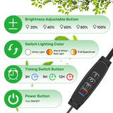 LPMZMBL LED Grow Lights for Indoor Plants, 3Heads Grow Lights for Seed Starting, 10 Dimmable Levels & 3 Timer Modes (3/9/12H), Adjustable 360° Gooseneck with Clip, Plant Grow Light 2 Pack