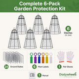 Dadywheels Easy-Snap Open Design Chicken Wire Cloche (6-Pack) - Adjustable Garden Plant Protectors from Birds & Animals for Large Plants & Flowers,14" D x 20" H
