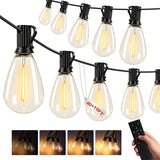 50(40+10)FT Outdoor String Lights, 15m Waterproof Remote LED Patio Lights with 19+1 S11 Bulbs 10FT Extension Cable, Dimmable Outside Hanging Lights for House, Porch,Yard,Garden,Bistro, Gazebo lighting