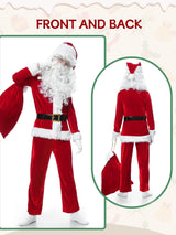 FancyFun Santa Claus Costume for Kids, 9PCS Boys Christmas Suit Kids Santa Costume Outfit Velvet For Boys Christmas Cosplay, 8-10Years
