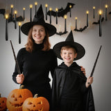 Lezonic Black Floating Candles with Wand Remote, Set of 12 Magic Flameless Candles Battery Operated, Flikering Hanging LED Taper Candlesticks Christmas Decorations, 0.51" x 6.7"