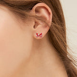Red Bow Earrings Sterling Silver Red Mouse Bowknot Stud Earrings Cute Dainty Sweet Lucky Cute Animal Jewelry Gifts for Women Daughter Birthday