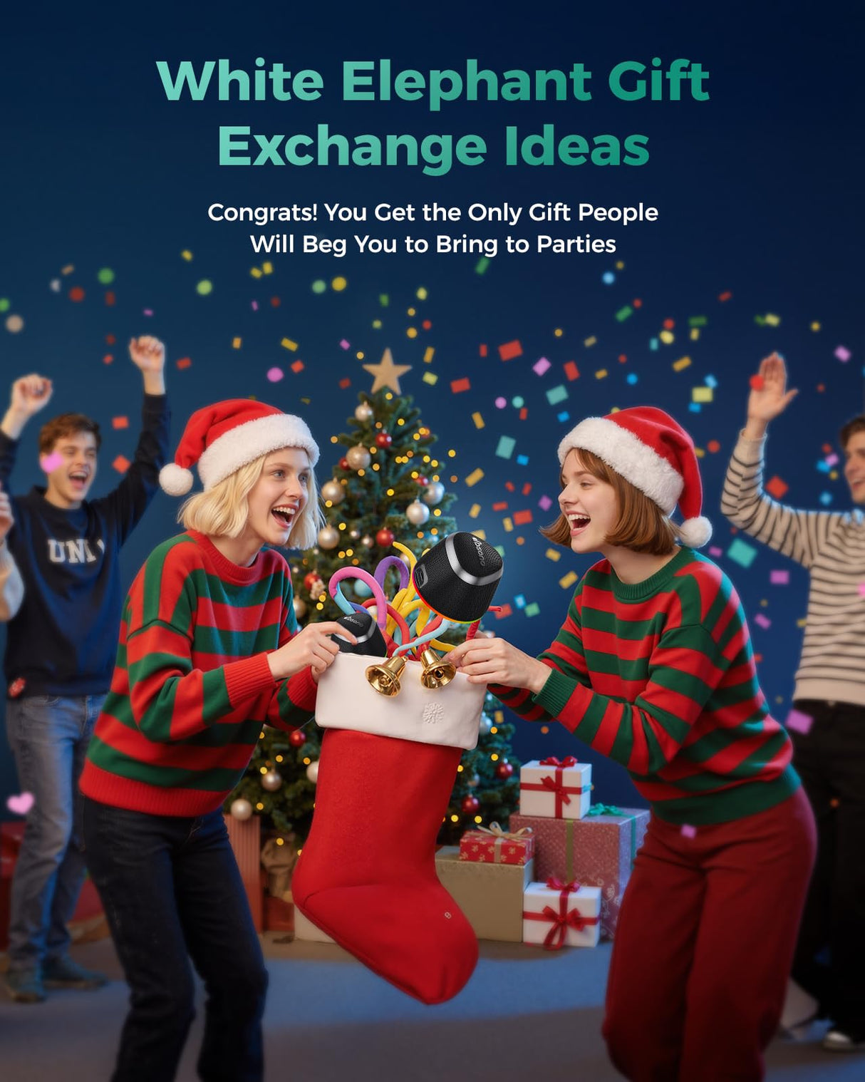 Stocking Stuffers for Men Women Teens: White Elephant Gifts for Adults HD Sound Bluetooth Speaker with Phone Stand, Cool Gadgets, Christmas Birthday Anniversay Gifts Ideas Girl Trendy Stuff-Black