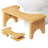 Squatting Potty for Adults Foldable, 7In Bamboo Toilet Stool Squat Adult and Kids, Wood Travel Poop Stool for Bathroom, Wooden Portable Toilet Foot Step, Premium Flip Pooping Potty Stool