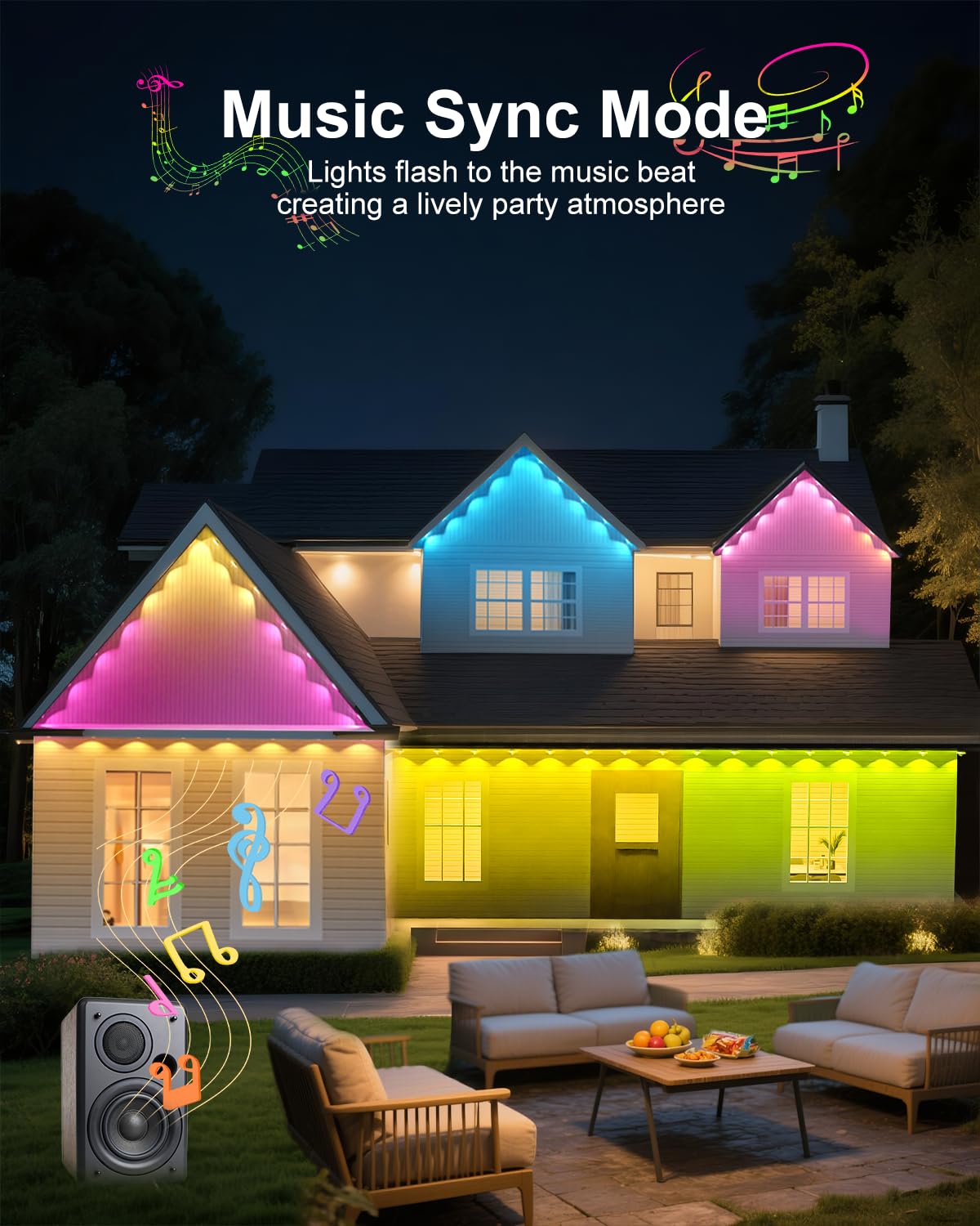 Tropwellhouse Permanent Outdoor Lights for House, 100ft RGB Smart LED Eave Lights with APP & Remote Control, IP67 Waterproof for Outdoor Decorations Including Halloween, Christmas, and Daily Lighting