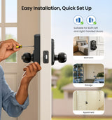 Veise Keypad Door Knob Lock, Keyless Entry Digital Lock with Handle, Electronic Smart Knob for Front Door & Bedroom, Easy Install, Auto Lock, Passage Mode, Anti-Peeping Password, Matte Black