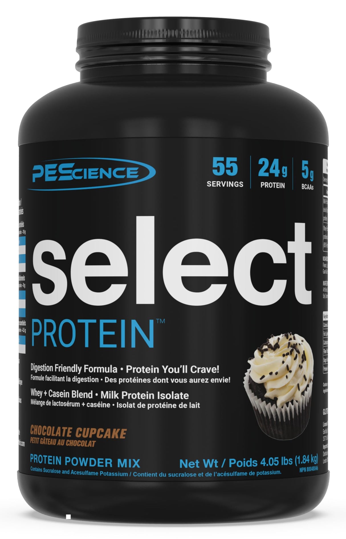 PEScience Select Protein Powder, Whey and Casein Blend, Clean Protein Powder for Women and Men, Low Calorie, Low Carb, Keto Friendly, Gluten Free, Frosted Chocolate Cupcake, 55 Servings
