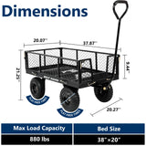 BILT HARD 10" Flat Free Tires Heavy Duty Garden Cart with 180° Rotating Handle and Removable Sides, 4 Cu.Ft 880 lbs Capacity Utility Steel Wagons for Outdoor, Yard