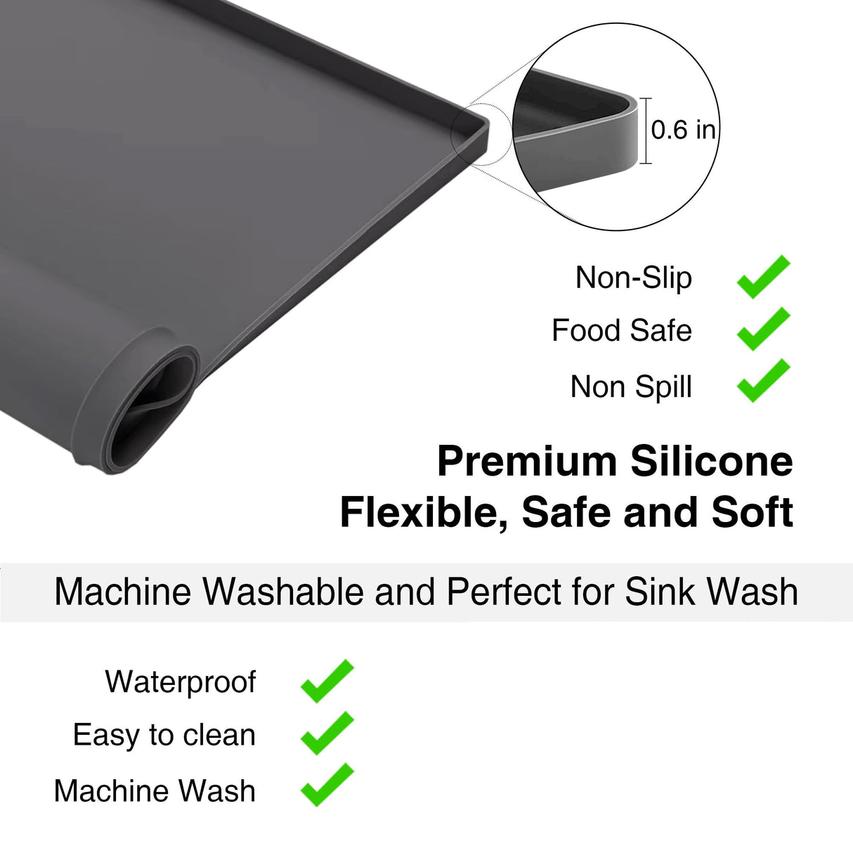 1 PACK SEIRI Washer and Dryer Topper, 26" x 18" Silicone Top Protector Mat for Slant Top Surface Cover and Top Load Washing Machine Laundry Room Non-Slip Waterproof Dryer Cover Medium (Light Gray)
