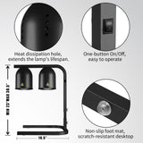 VORIGY Heat Lamp for Food, with Two 250W Bulbs for Fast and Even Heating, Food Heat Lamp with Adjustable Height Stand, Commercial Food Warmer Lamp for Home, Fast Food Restaurant, Buffet, Bakery Black