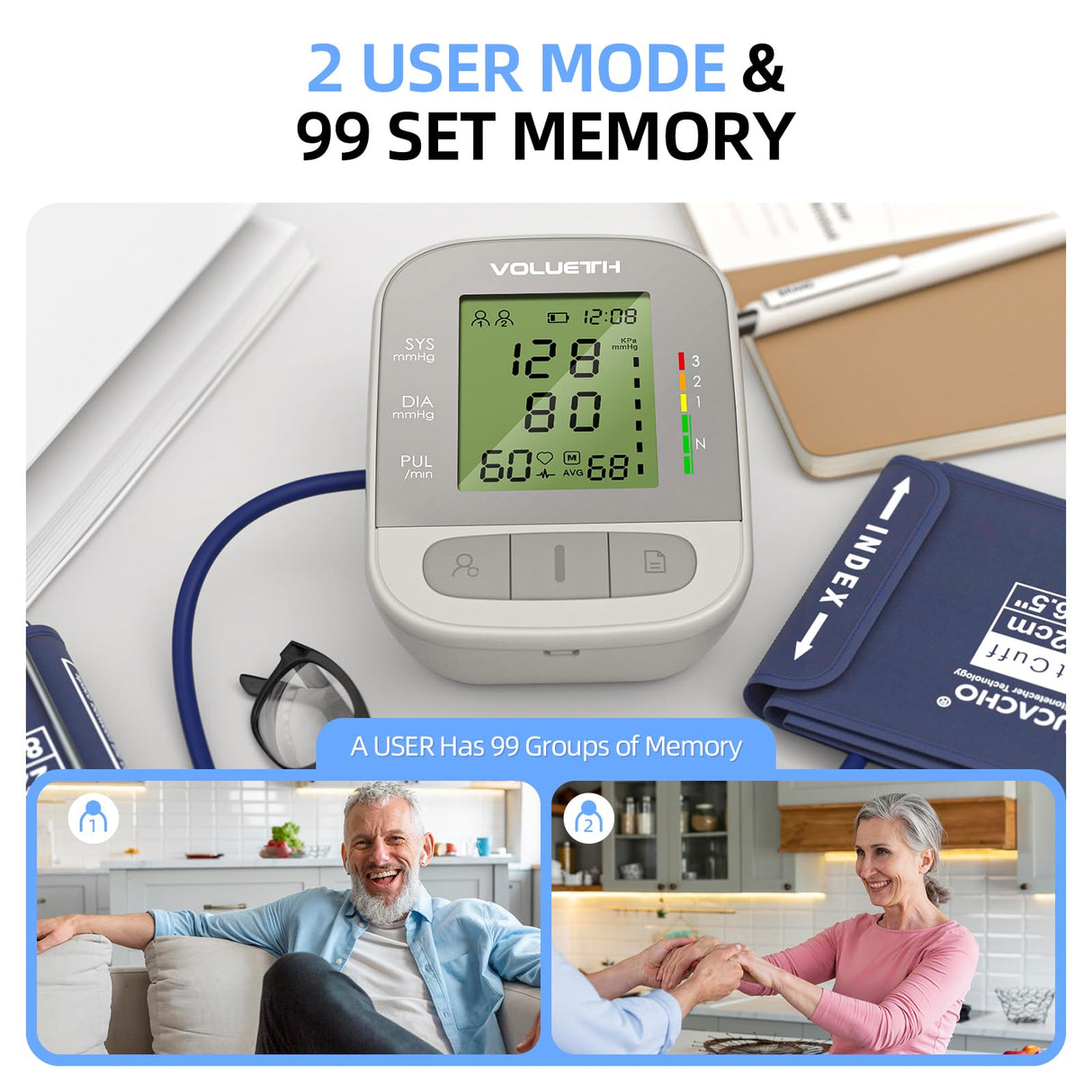 VOLUETH Pediatric Blood Pressure Cuff, Blood Pressure Monitor for Kids & Adult, Small Cuff 7"-9"，Medium/Large Cuff 9"-17"，Perfect for Health Monitoring