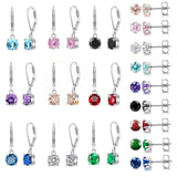 Multicolor Crystal Dangle Studs Earrings Set for Women 925 Silver Hypoallergenic Dangle Earrings Leverback Drop Earring Fashion Cubic Zirconia Leverback Stud Earring Sets Trendy Cubic Zirconia Jewelry Gifts for Women