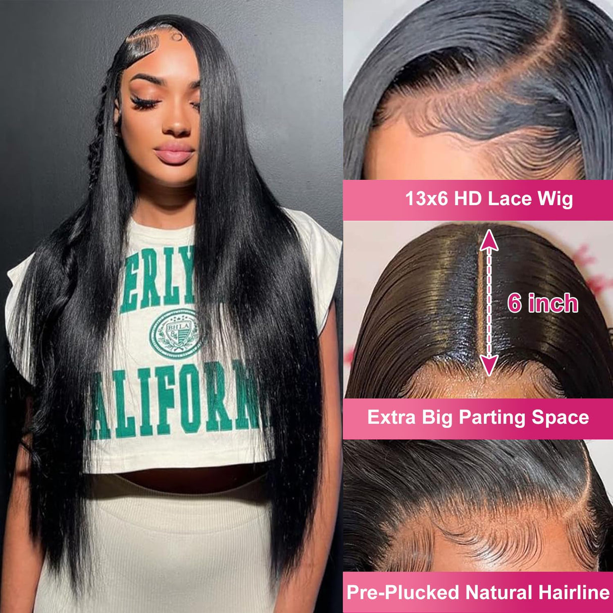 30 Inch 13x6 Lace Front Wigs Human Hair 200 Density Straight HD Lace Front Wigs Pre Plucked Straight Glueless Human Hair 13x6 HD Frontal Human Hair Wigs for Women