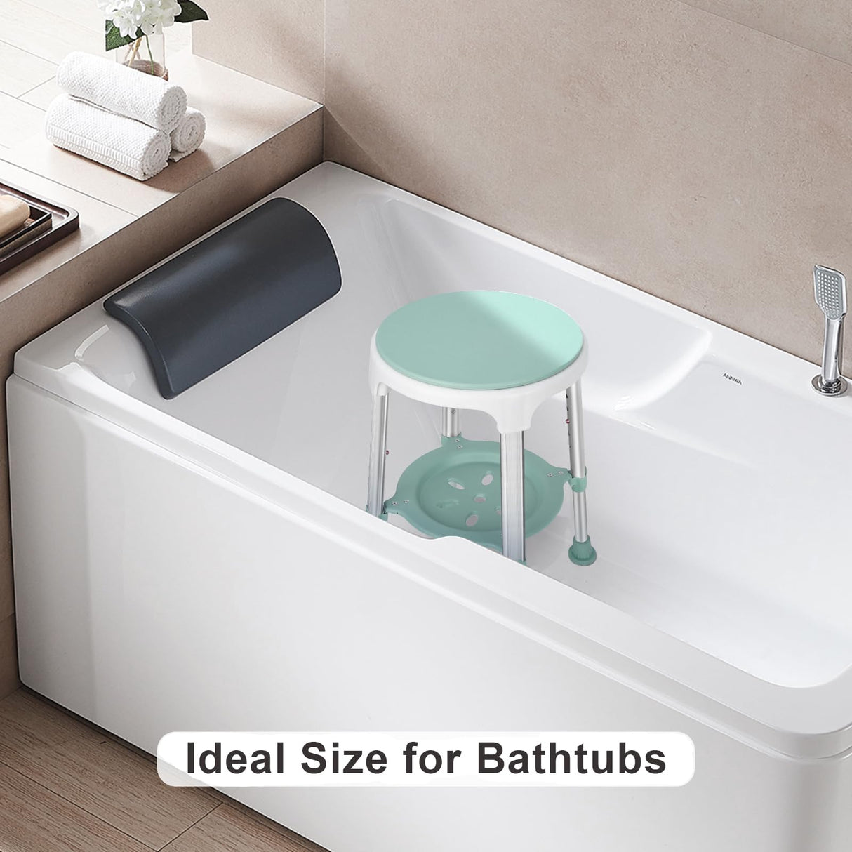 Shower Chair for Inside Shower, FSA/HSA Eligible Swivel Shower Stool 350lbs, Adjustable Tub Chair and Bathroom Stool with Storage Tray for Seniors, Elderly, Bath Handicap & Disabled
