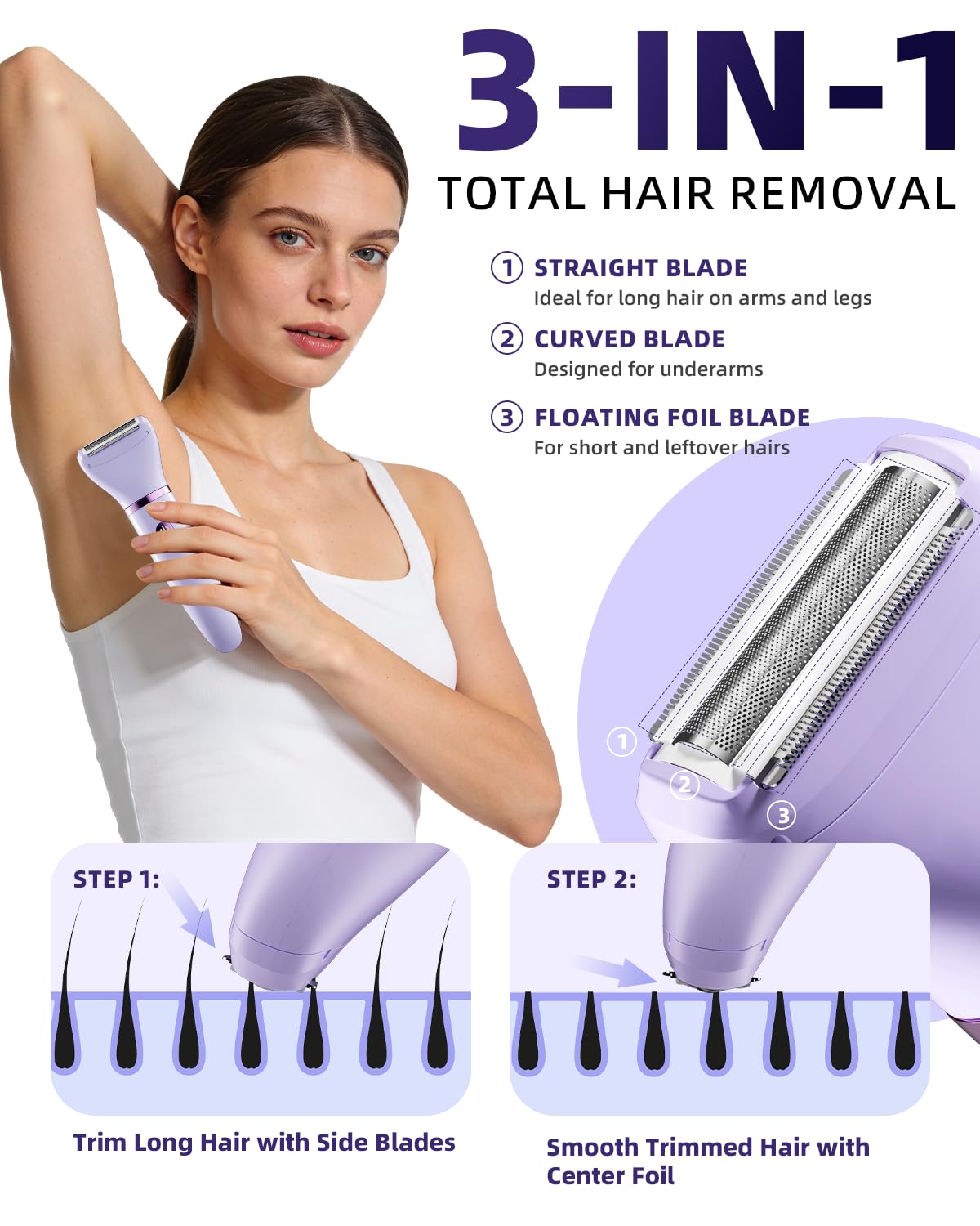 Ufree 3-in-1 Bikini Trimmer Electric Razors for Women, Gifts for Women