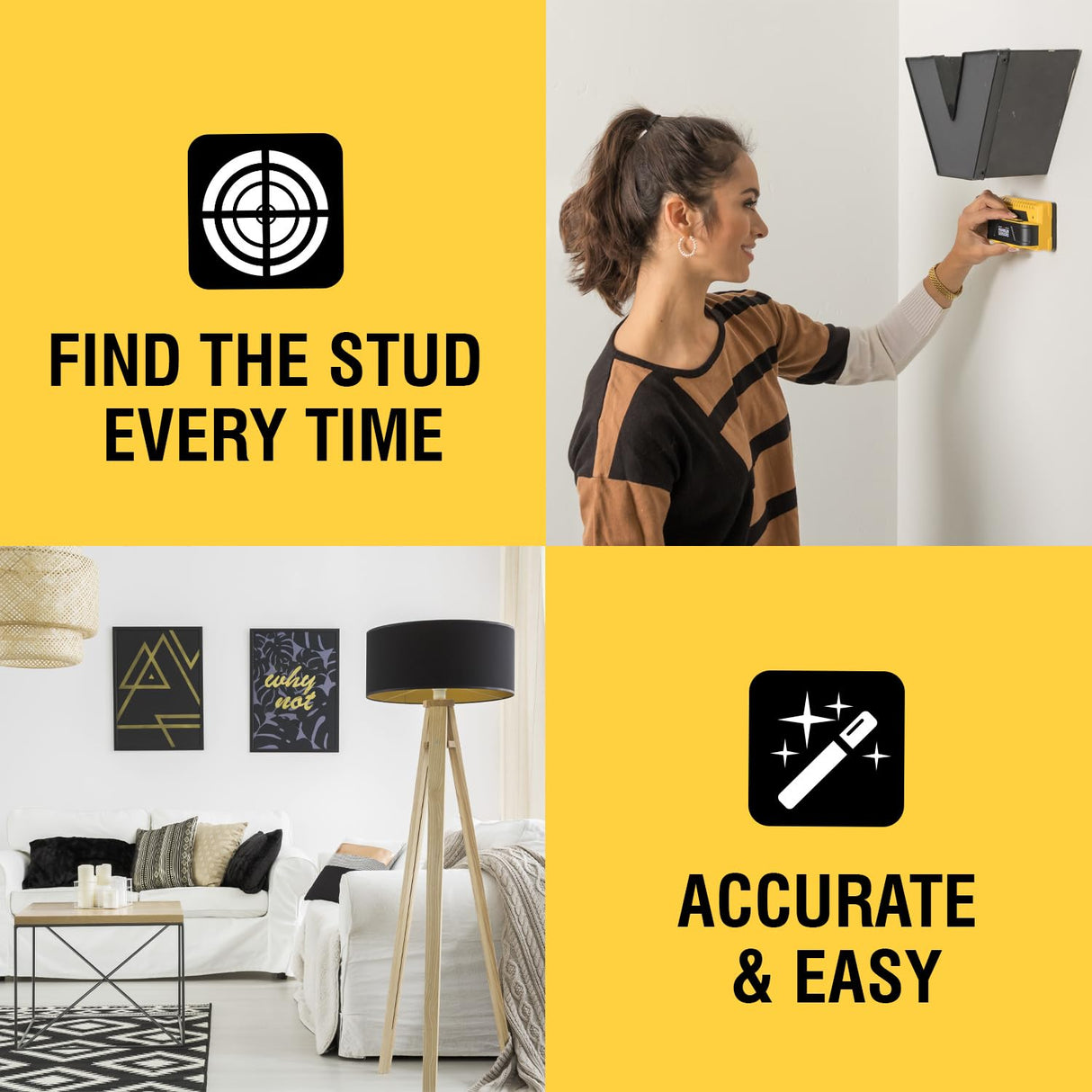 Franklin Sensors ProSensor M150/X990 Stud Finder with Live Wire Detection and 9-Sensors, Wood & Metal Stud Detector/Wall Scanner, Made in The USA