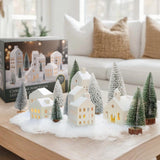 Christmas Decorations Indoor, 5 Lighted Ceramic Christmas Village Houses