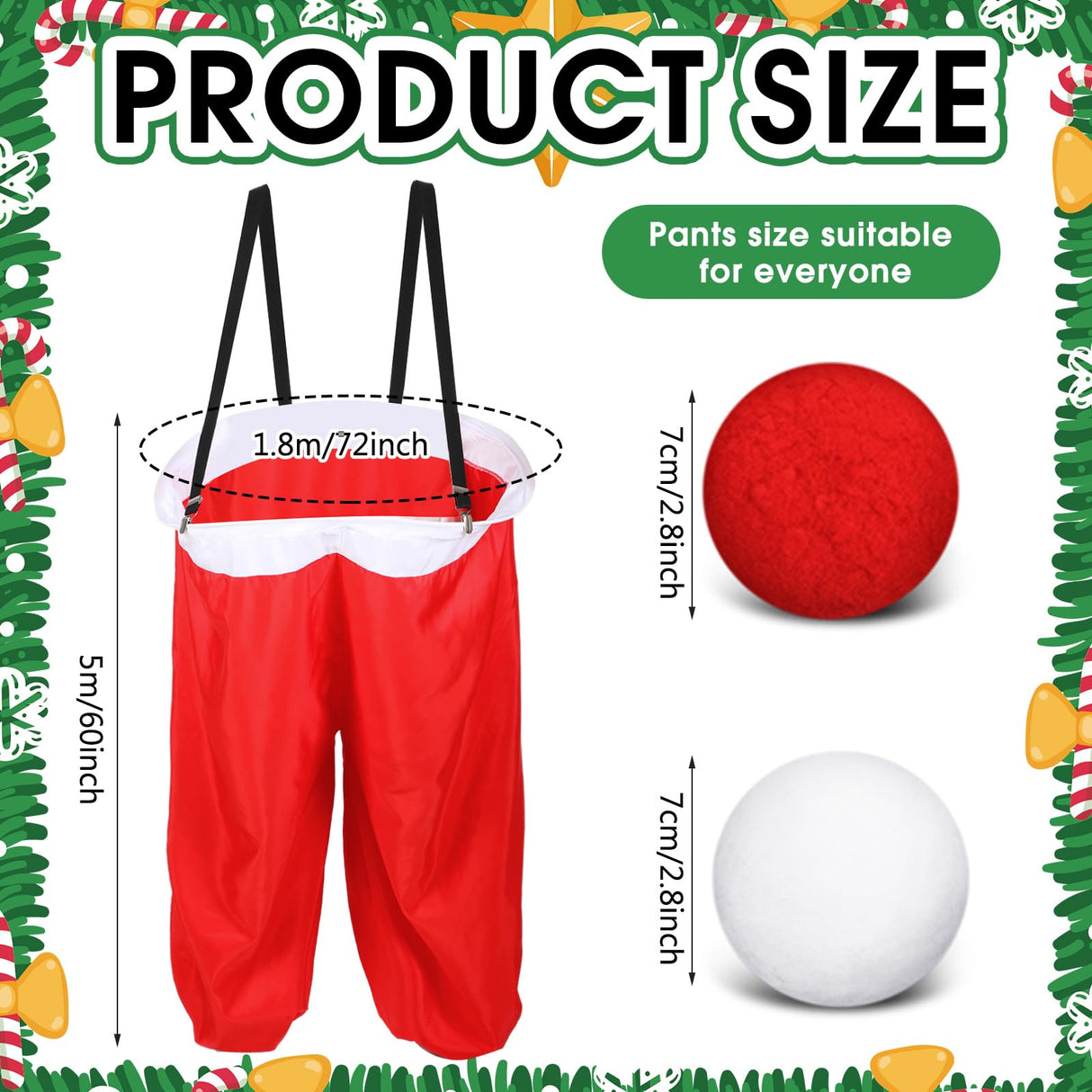 Leitee Santa Pants Snowball Fight Toss Game Red and White Christmas Fake Snowball Activity Christmas Party Activities for Families Yard Outdoor and Indoor Games Set