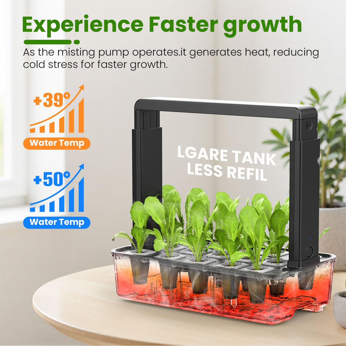 Hopegarden Indoor Garden Hydroponics Growing System: 15 Pods Plant Germination Kit Herb Vegetable Growth Lamp Countertop with LED Grow Light - Hydrophonic Planter Grower Harvest Lettuce