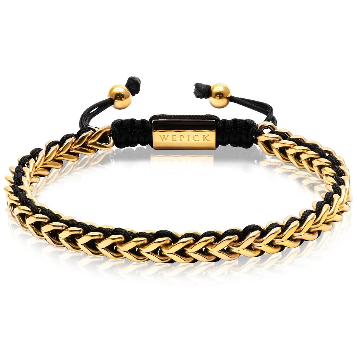 WP WEPICK 18K Gold-Plated Bracelets for Men Franco Link Chain Adjustable