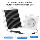 Fanspex Solar Exhaust Fan, Solar Powered Vent Fan Kit for Outside Greenhouse Shed Chicken Coop (8" Fan)