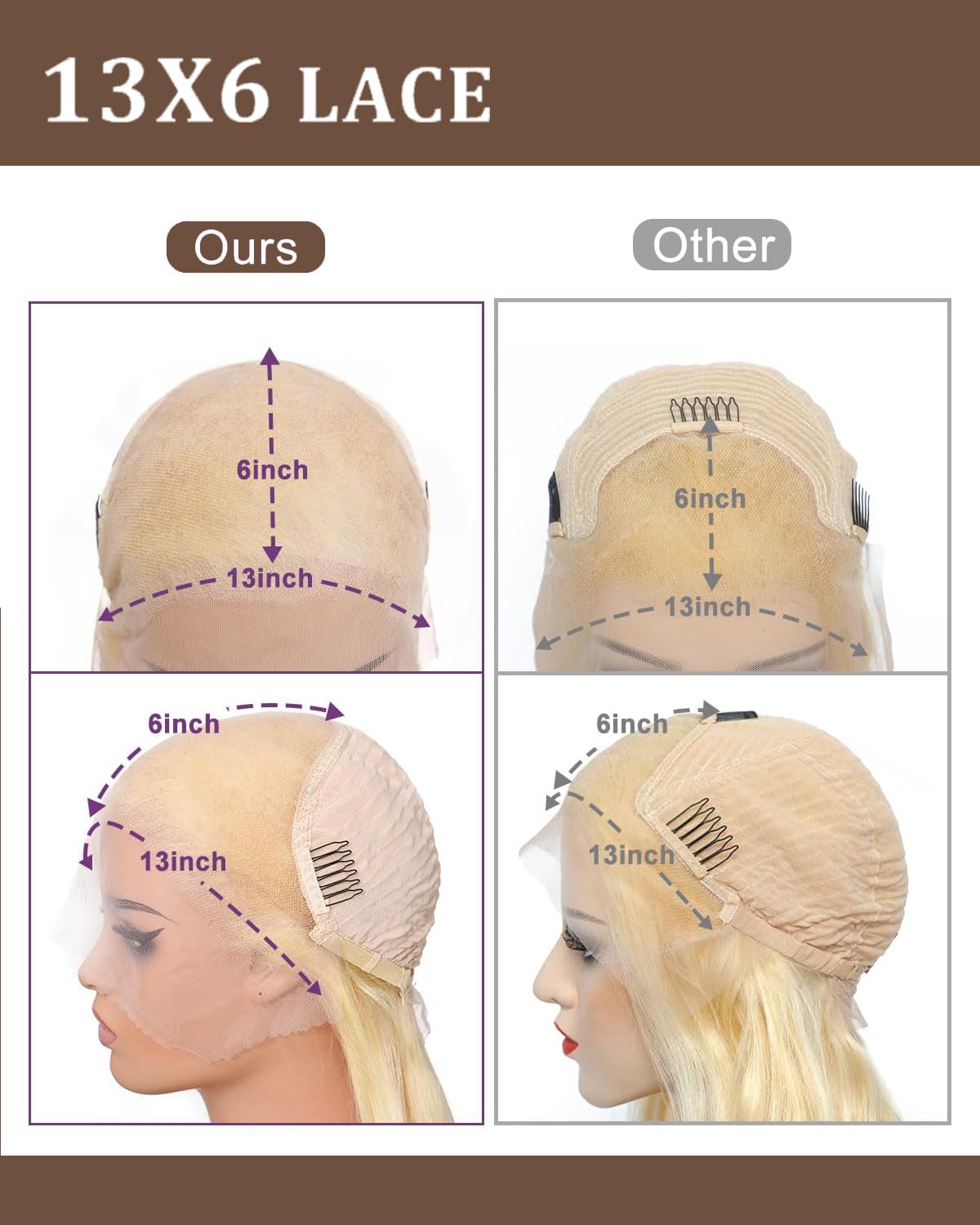 HUG MEET 30 Inch 613 13x6 Lace Front Wig Human Hair 200 Density 613 Lace Front Wig Human Hair Body Wave Blonde Wig Pre Plucked With Baby Hair(30 Inch)