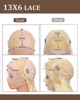 HUG MEET 30 Inch 613 13x6 Lace Front Wig Human Hair 200 Density 613 Lace Front Wig Human Hair Body Wave Blonde Wig Pre Plucked With Baby Hair(30 Inch)