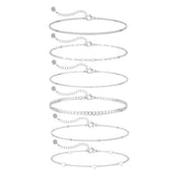 MBW Silver Bracelets for Women Trendy, Dainty 14K Silver Plated Cuban Link Chain Pearl Bracelet Silver Stackable Bracelet Stack Waterproof Tiny Cute Bracelet Set Layering Bracelet Minimalist Jewelry