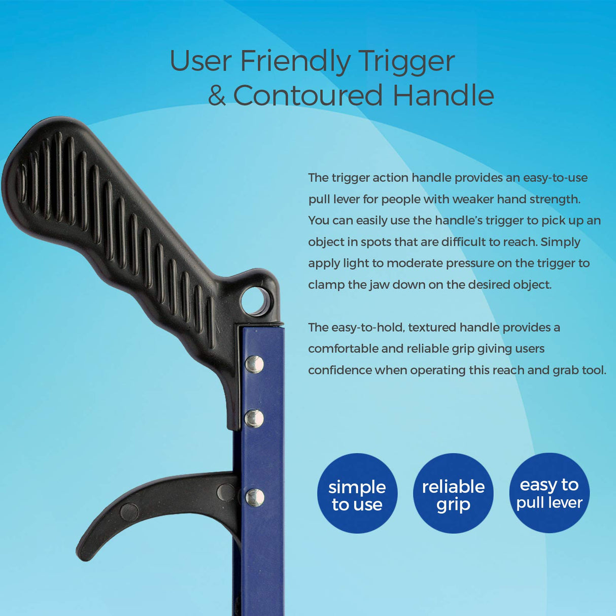 Sammons Preston Reacher, Red, 26 Inch, Grabber Reacher Tool, Lightweight Trash Picker Grabber & Garden Nabber, Handy Aluminum Picker Up Tool & Reaching Claw, Portable Reaching Assist & Dressing Tool